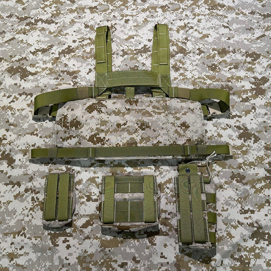 BKG LB-Style 2586-M4 Low Profile Chest Rig AOR1 Khaki Webbing Version